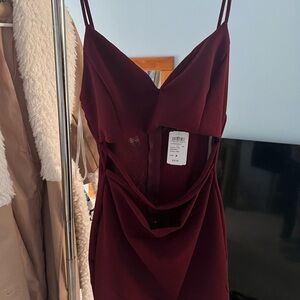 Elegant Burgundy Cut Out Dress